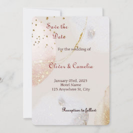 Invitación a la Boda de Mármol Blanco y Oro de la