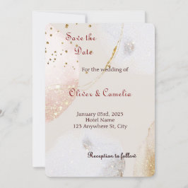 Invitación a la Boda de Mármol Blanco y Oro de la