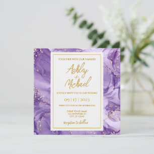 Invitación a la Boda de Mármol con Resumen de Oro