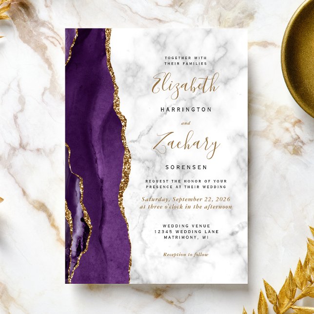 Invitación a la Boda de Mármol de la Agate de Oro  (Subido por el creador)