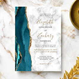 Invitación a la Boda de Mármol de la Agate de Oro