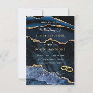 Invitación a la boda de mármol de Purpurina de oro