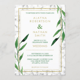 Invitación a la Boda de Mármol Dorado, vegetación
