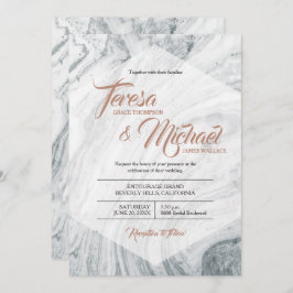 Invitación a la boda de mármol, Faux Rosegold, Pol