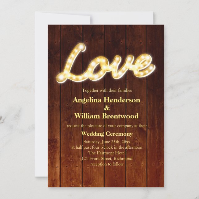 Invitación a la boda de Marquee Lights - tablero d (Anverso)