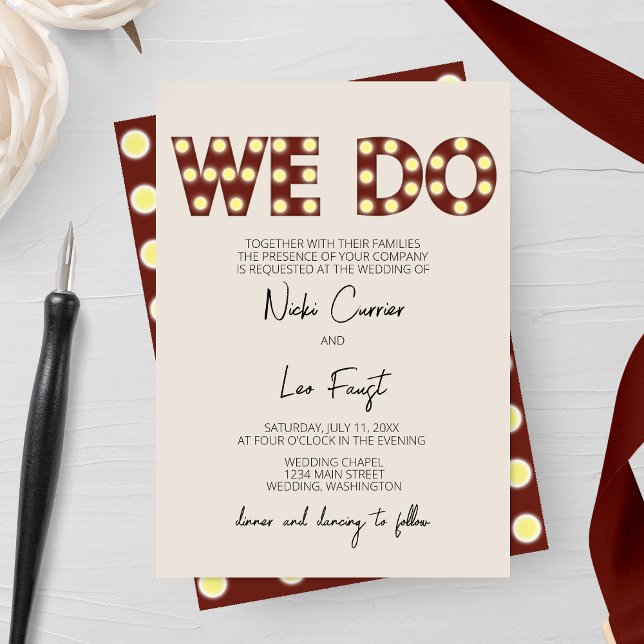 Invitación a la boda de Marquee Lights 'We Do' (Subido por el creador)
