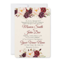 Invitación a la boda de marsala en color burdeos