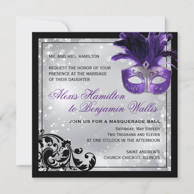 Invitación a la boda de mascarada (Anverso)