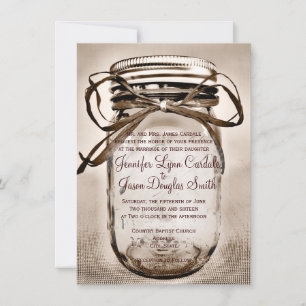 Invitación a la boda de Mason Jar con foto de comp