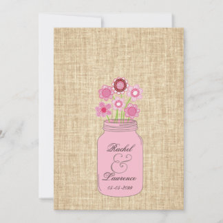 Invitación a la boda de Mason Jar Flowers & Burlap