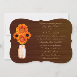 Invitación a la boda de Mason Jar, Naranja Rústico