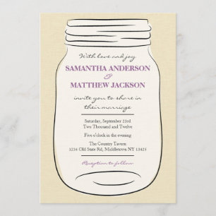 Invitación a la boda de Mason Jar - Púrpura