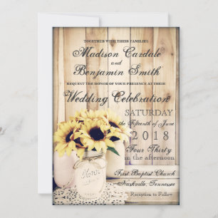 Invitación a la boda de Mason Jar Wedding, un país