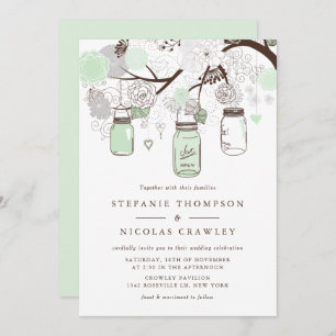 Invitación a la boda de Mason Jars Wedding Mint