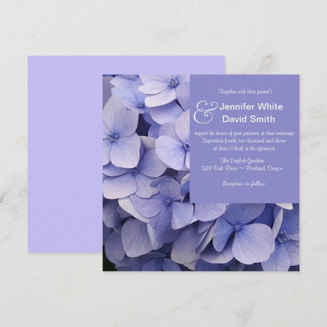 Invitación a la boda de Mauve Hydrangea (Anverso / Reverso)