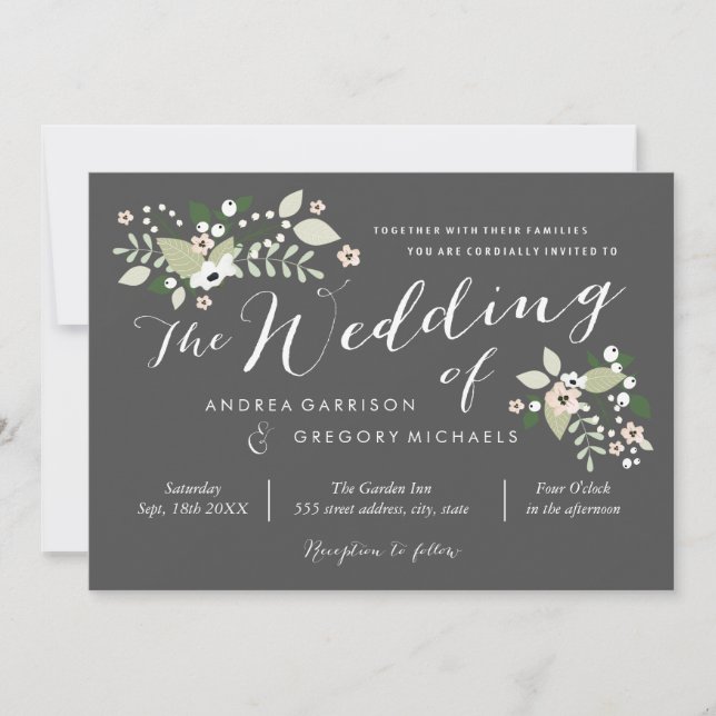 Invitación a la boda de Meadow Blooms (Anverso)