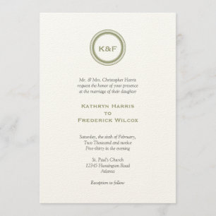 Invitación a la boda de medallón verde hierba