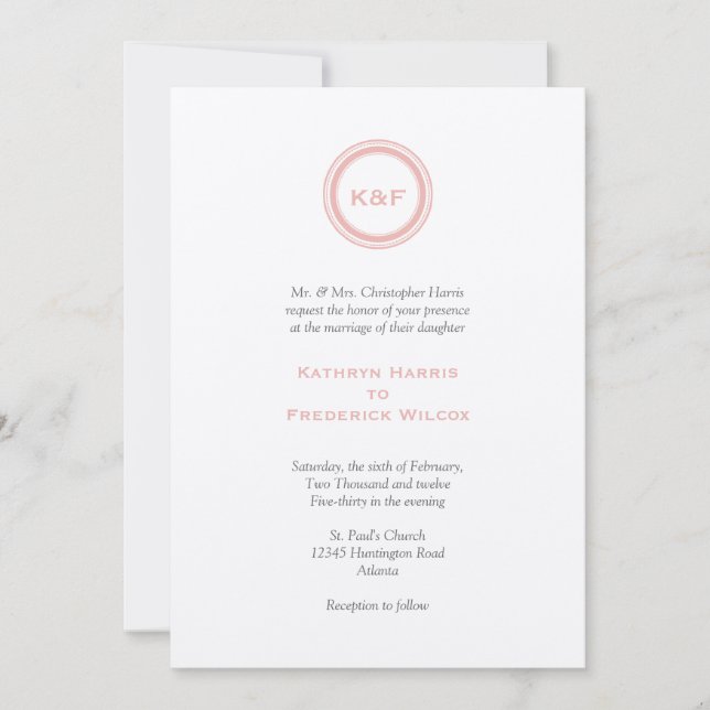 Invitación a la boda de medallones rosados polvori (Anverso)