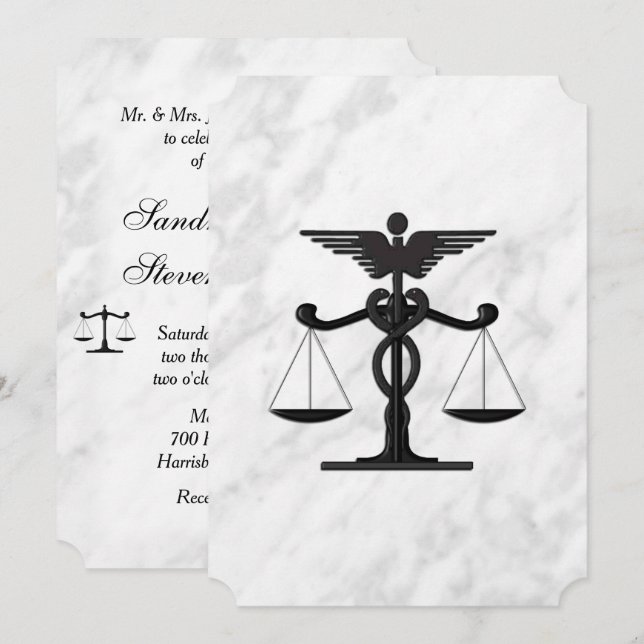 Invitación a la boda de médicas y abogados (Anverso / Reverso)