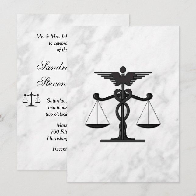 Invitación a la boda de médicas y abogados (Anverso / Reverso)