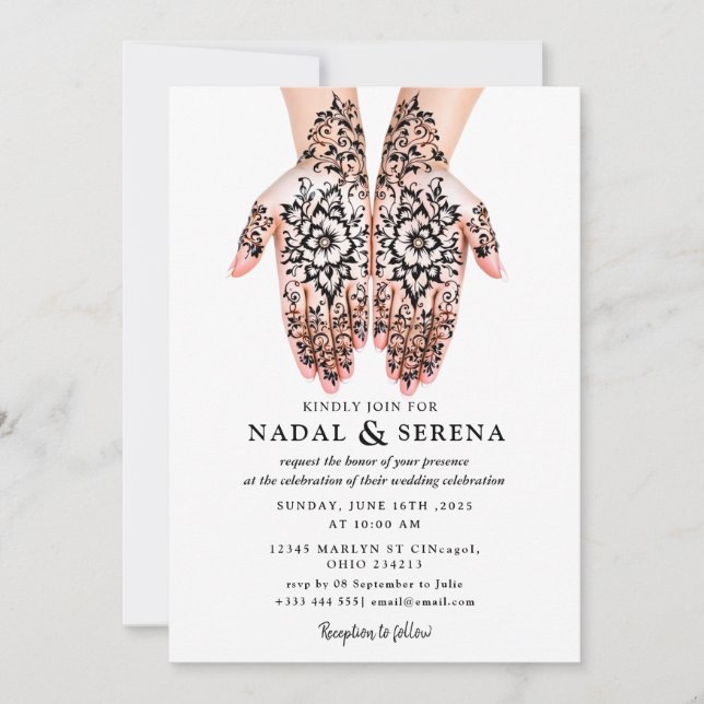invitación a la boda de mehandi (Anverso)