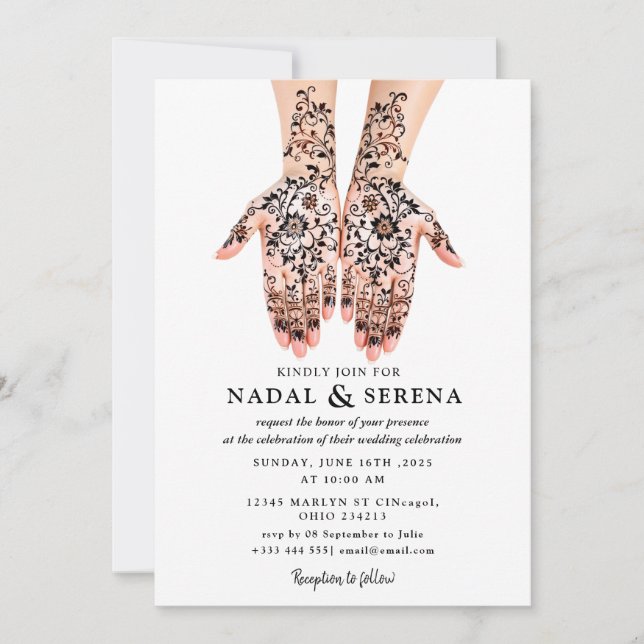 invitación a la boda de mehandi (Anverso)