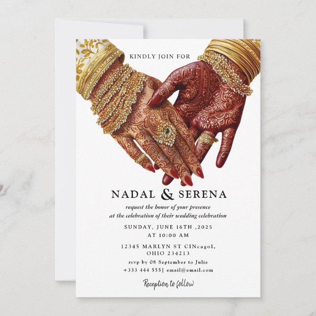 invitación a la boda de mehandi (Anverso)