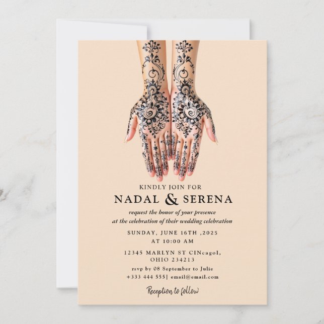 invitación a la boda de mehandi (Anverso)