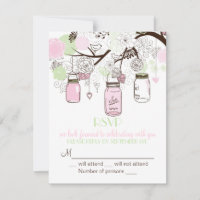 Invitación a la boda de Mint Verde Rosa Mason Jars