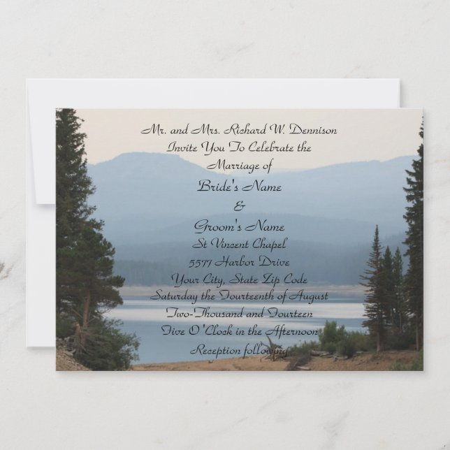 Invitación a la boda de Misty Mountain Lake (Anverso)