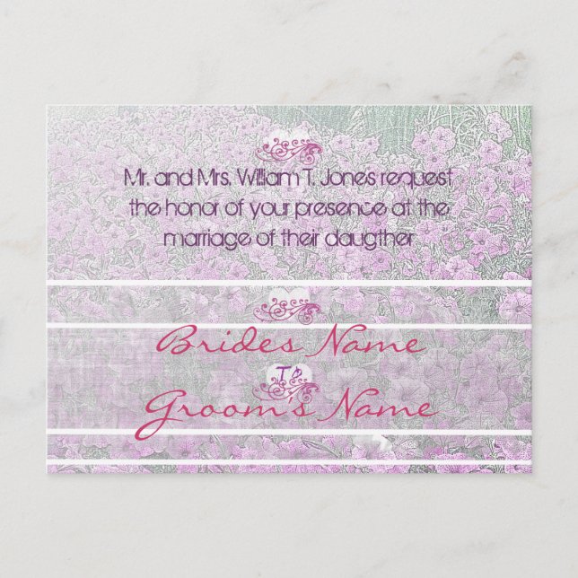 Invitación a la boda de Misty Purple Petunias (Anverso)