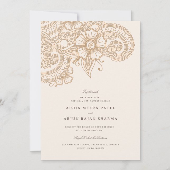 Invitación a la boda de Mod Mehandi (Anverso)