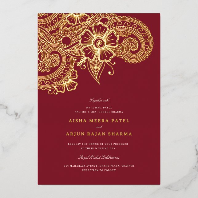 Invitación a la boda de Mod Mehandi (Anverso)