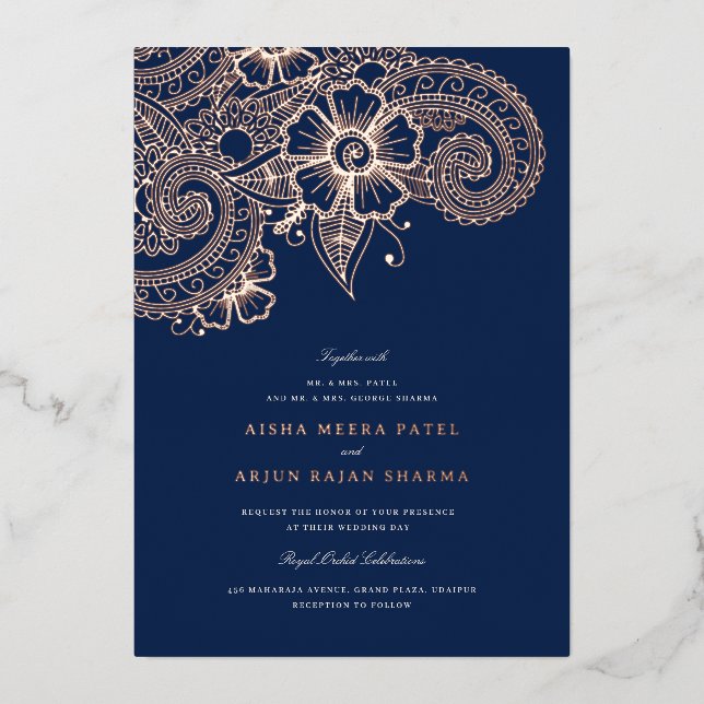 Invitación a la boda de Mod Mehandi (Anverso)