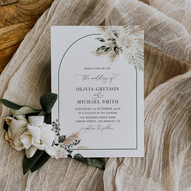 invitación a la boda de moda arch pampas greeneren (Subido por el creador)