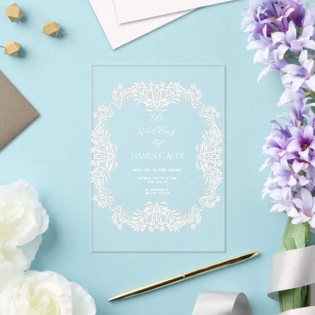 Invitación a la boda de moda blanca de encaje (Insitu (Boda))