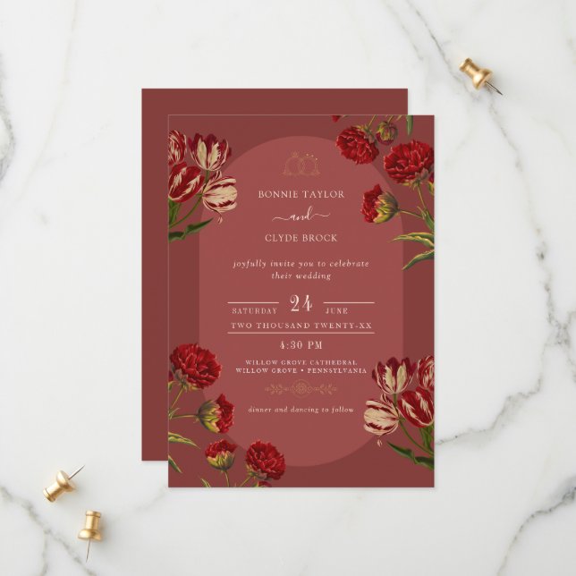 Invitación a la boda de moda con detalle de clase (Anverso/Reverso In Situ)