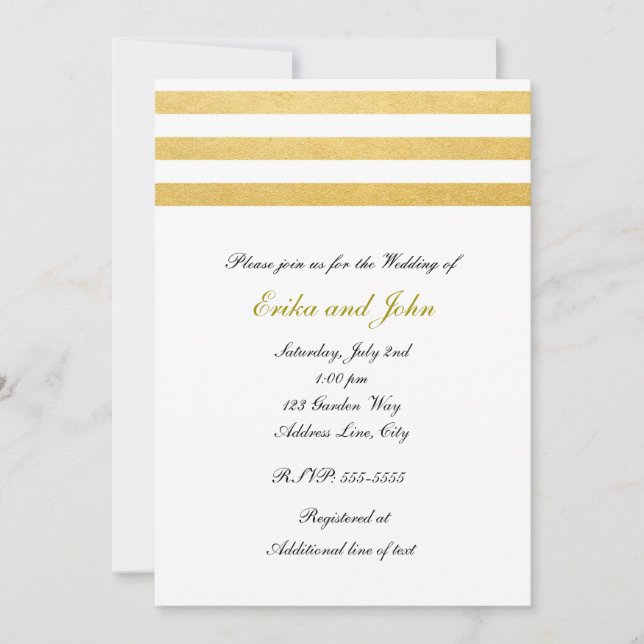 Invitación a la boda de Moda con rayas blancas y R (Anverso)