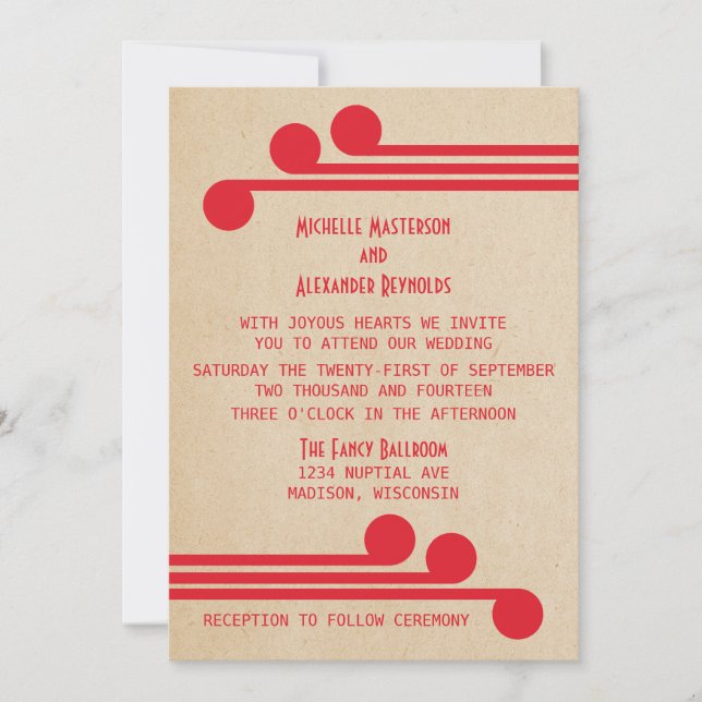 Invitación a la boda de Moda de Deco Rojo (Anverso)