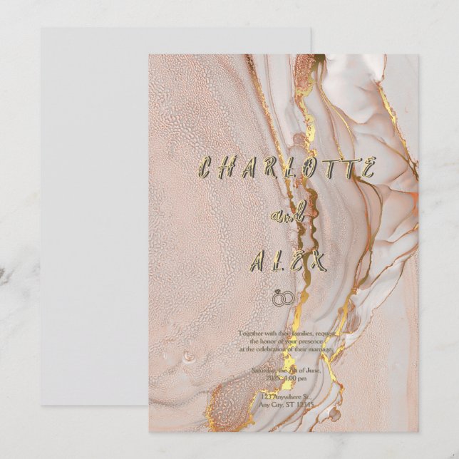 Invitación a la boda de Moda de tinta de alcohol (Anverso / Reverso)