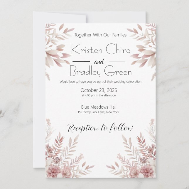 Invitación a la boda de moda Floral Bliss (Anverso)