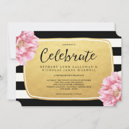 Invitación a la boda de Moda floral / Oro