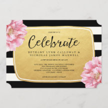 Invitación a la boda de Moda floral / Oro