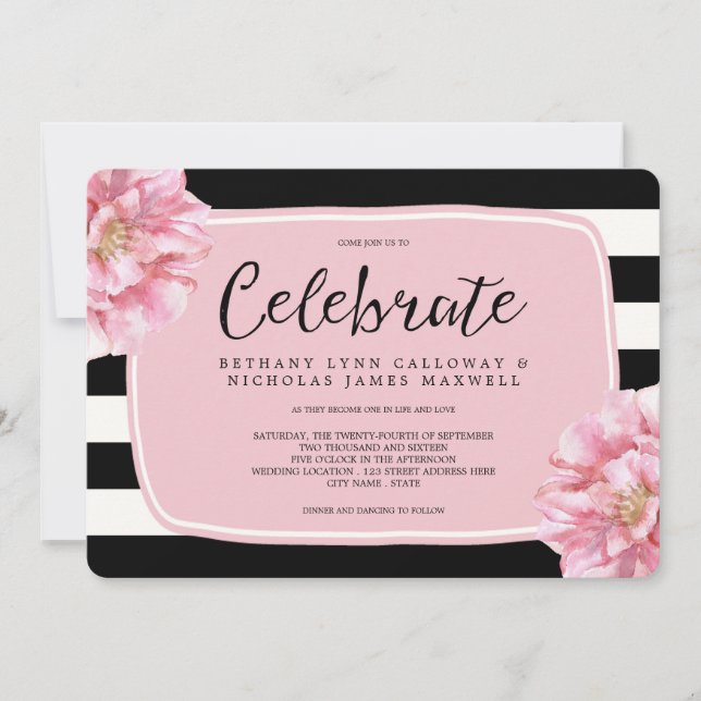 Invitación a la boda de Moda floral / rosa (Anverso)