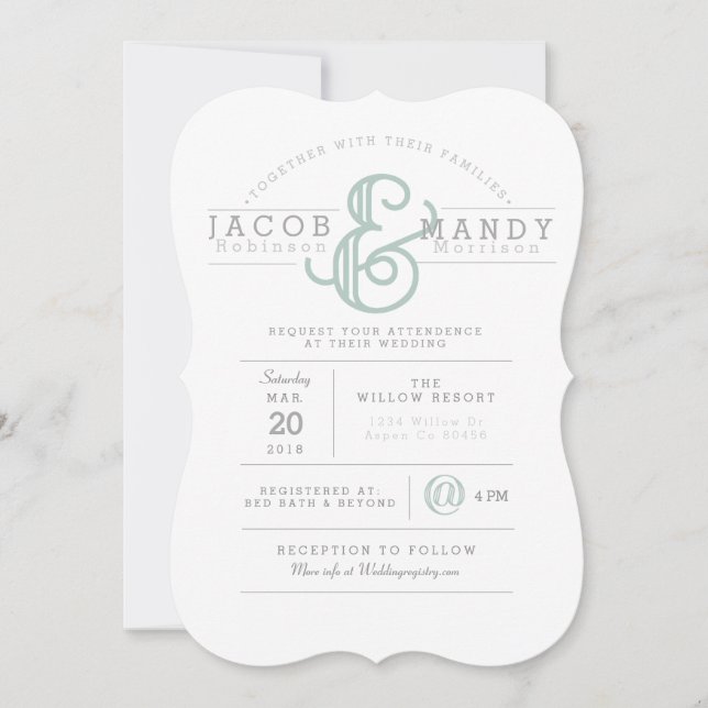 Invitación a la boda de Moda retro (Anverso)