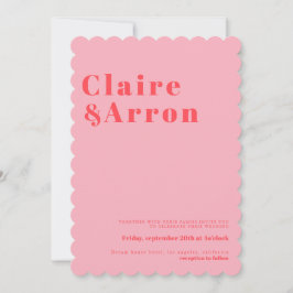 Invitación a la boda de moda rosada roja