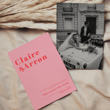 Invitación a la boda de moda rosada roja