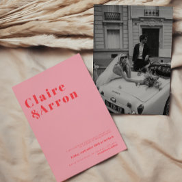 Invitación a la boda de moda rosada roja