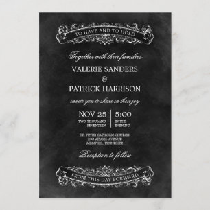 Invitación a la boda de Moda Rústica - Negro
