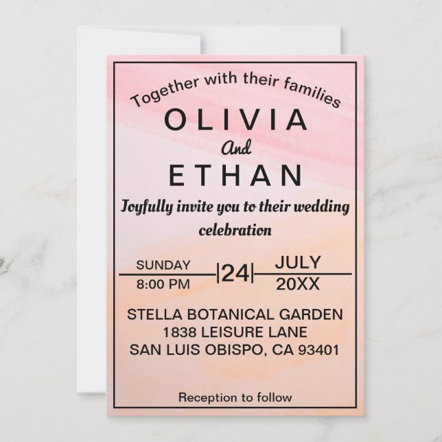 Invitación a la boda de moda rústica rosa y turbia (Anverso)
